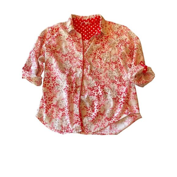 Victorias Secret White Red pink Flannel Snowflake Pajamas Size Small - Picture 7 of 8